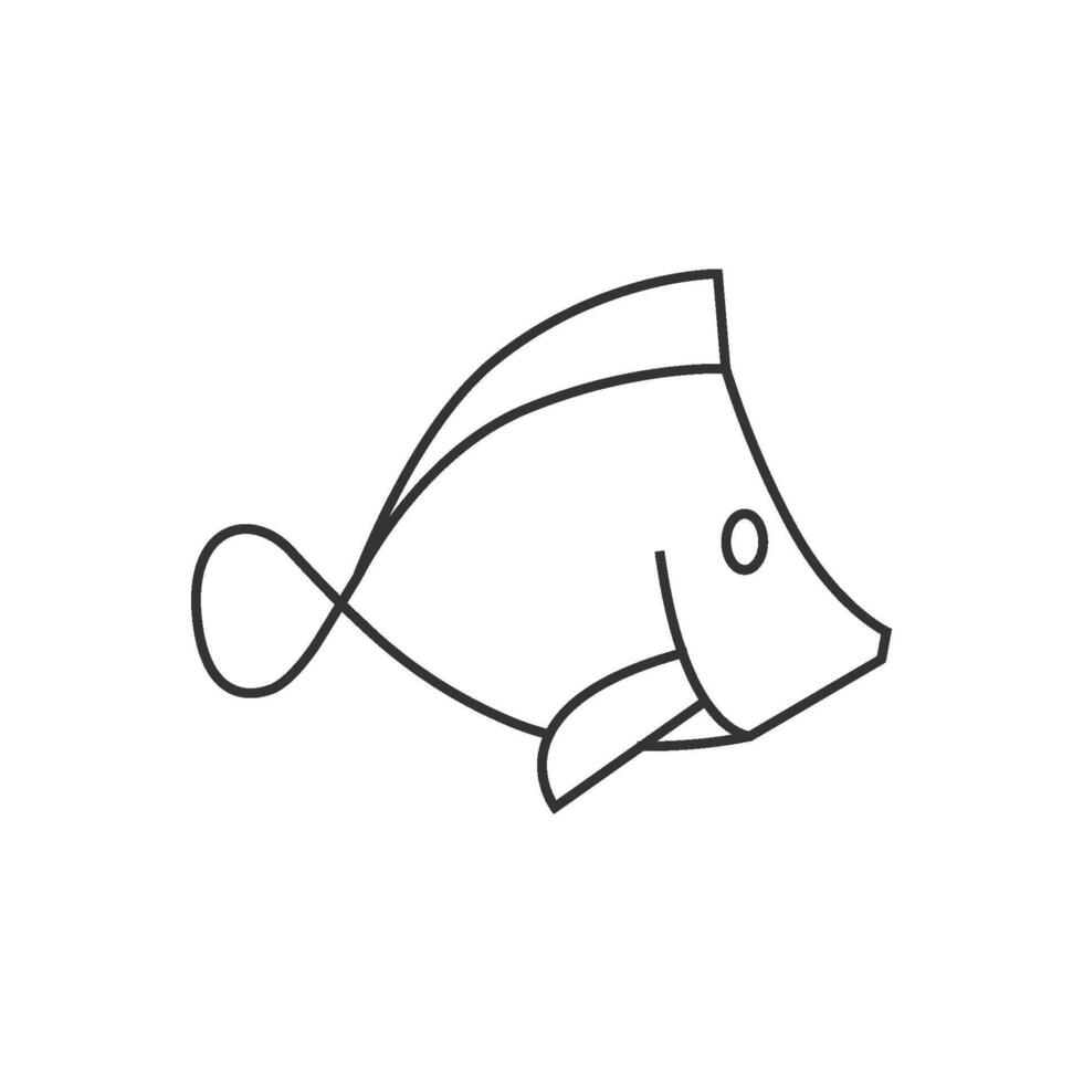 Fish icon in thin outline style vector