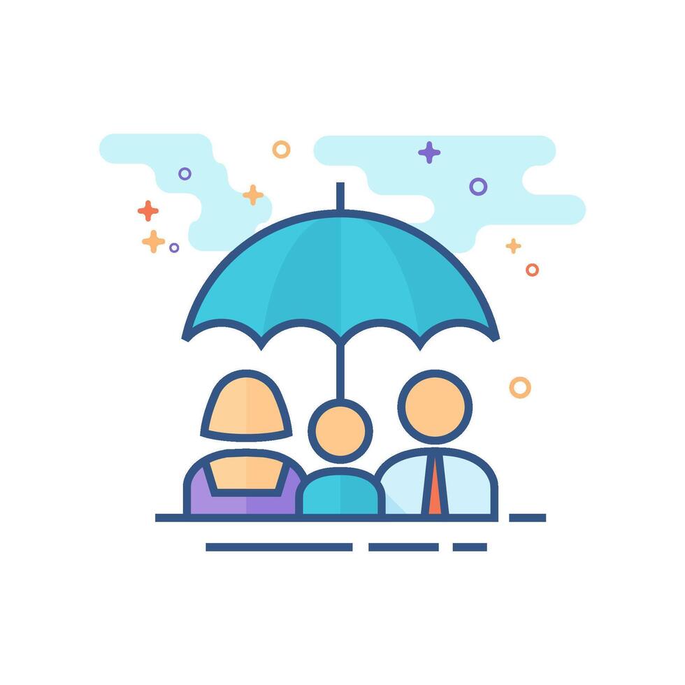 Family umbrella icon flat color style vector illustration