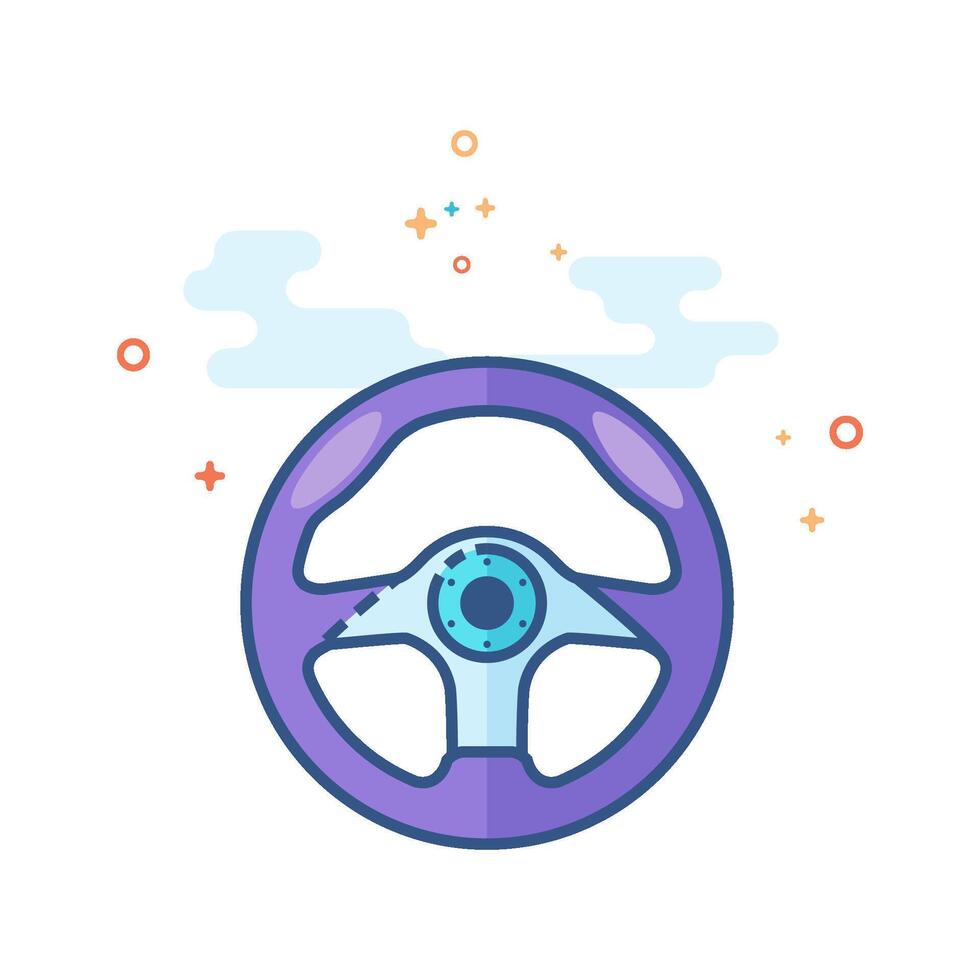 Steering wheel icon flat color style vector illustration