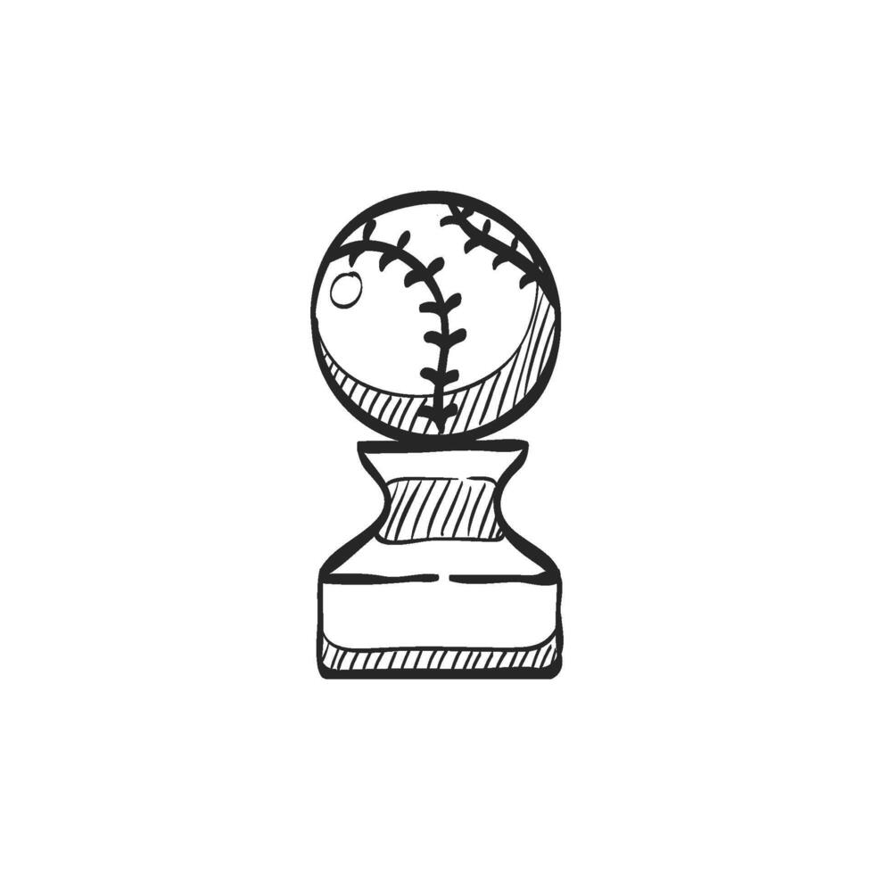 mano dibujado bosquejo icono béisbol trofeo vector