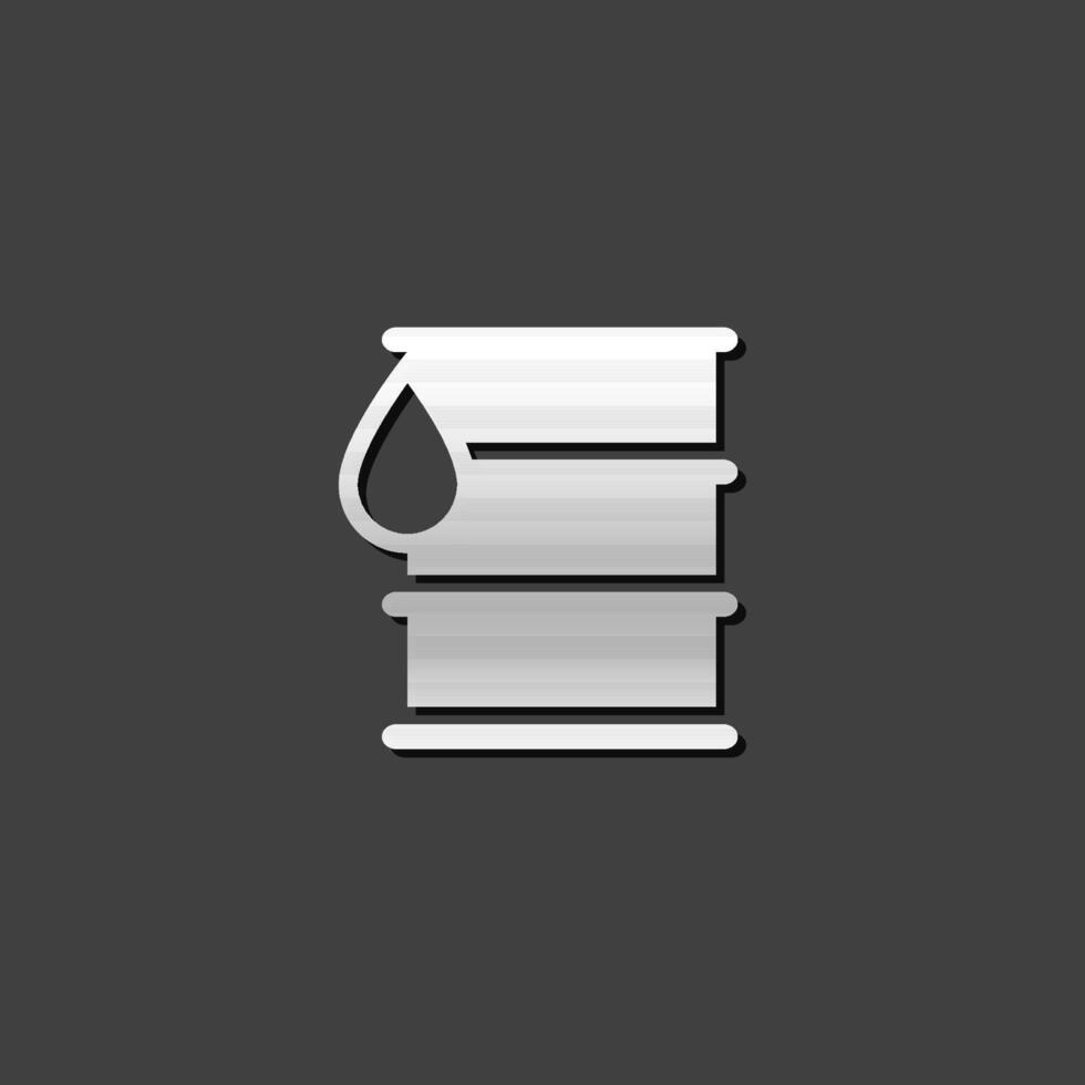 Oil barrel icon in metallic grey color style. Trading market logistic vector