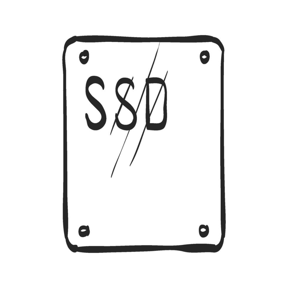 Hand drawn sketch icon solid state drive vector