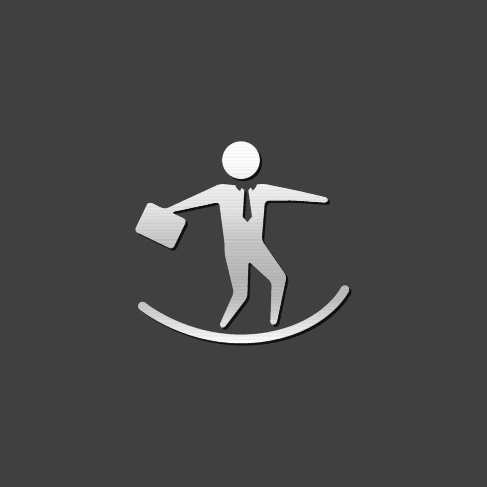 Businessman challenge icon in metallic grey color style. vector