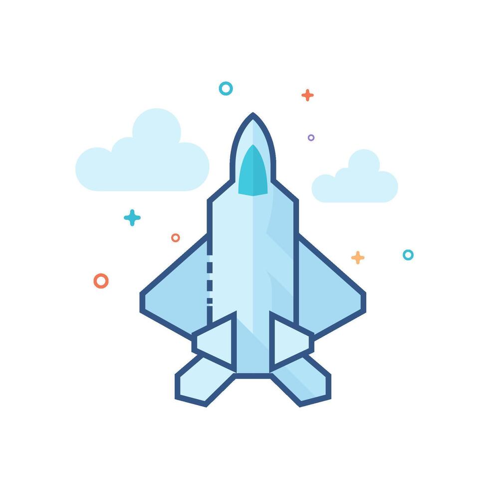 Fighter jet icon flat color style vector illustration