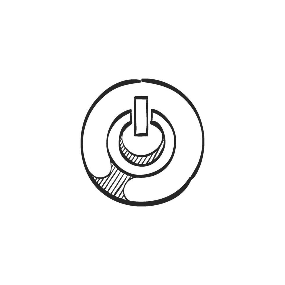 Hand drawn sketch icon power button vector
