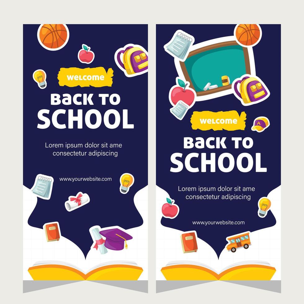 Set vertical banner about education vector