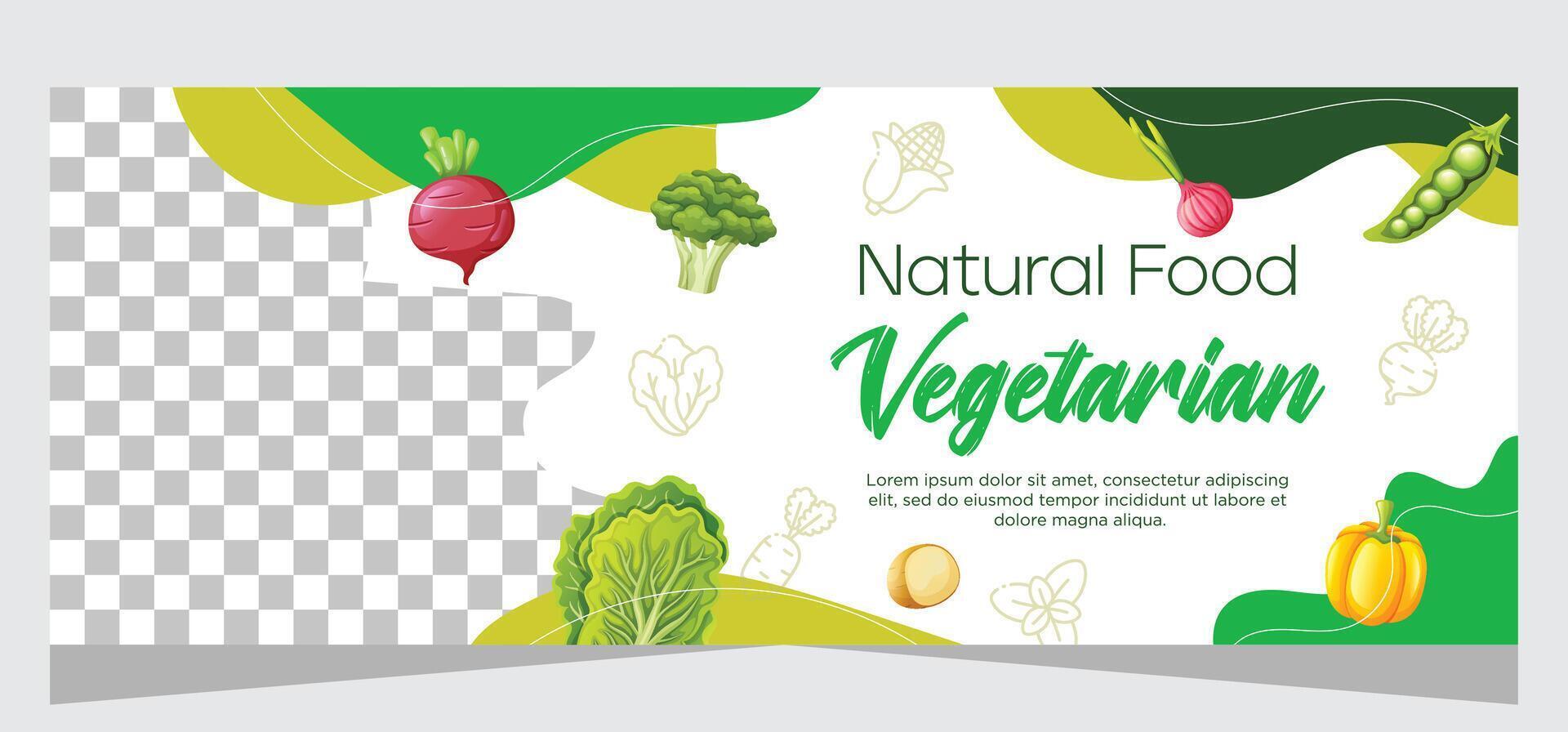 vegetariano horizontal bandera modelo diseño vector