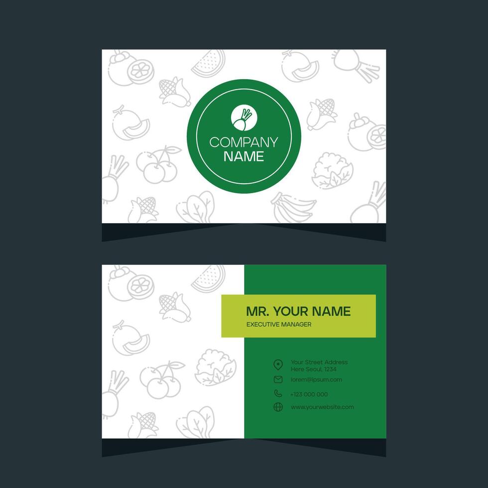 Modern creative vegetable business card template design vector