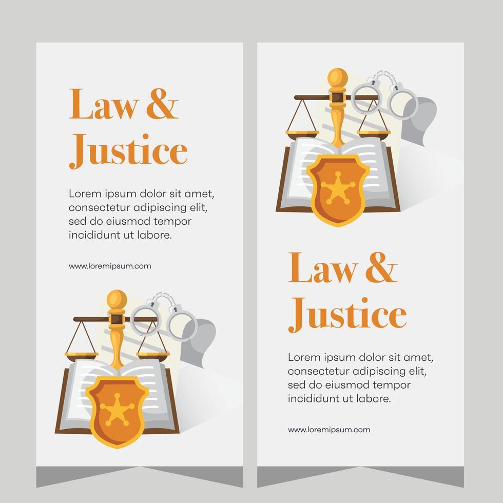 Flat design law firm vertical banner template. Premium banner template vector