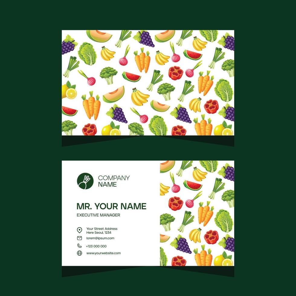 Modern creative vegetable business card template design vector