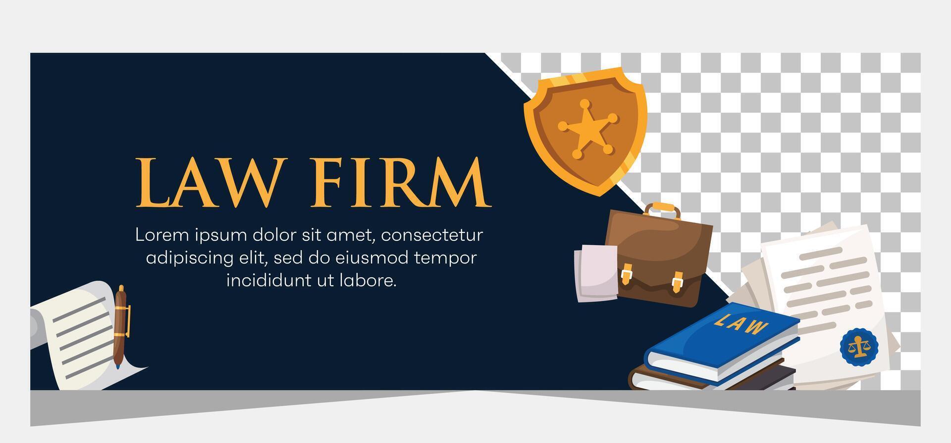 Flat design law firm banner template. Premium banner template vector