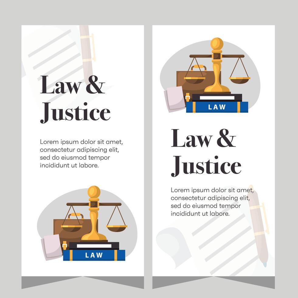 Law and justice template banner vertical. Premium banner template vector
