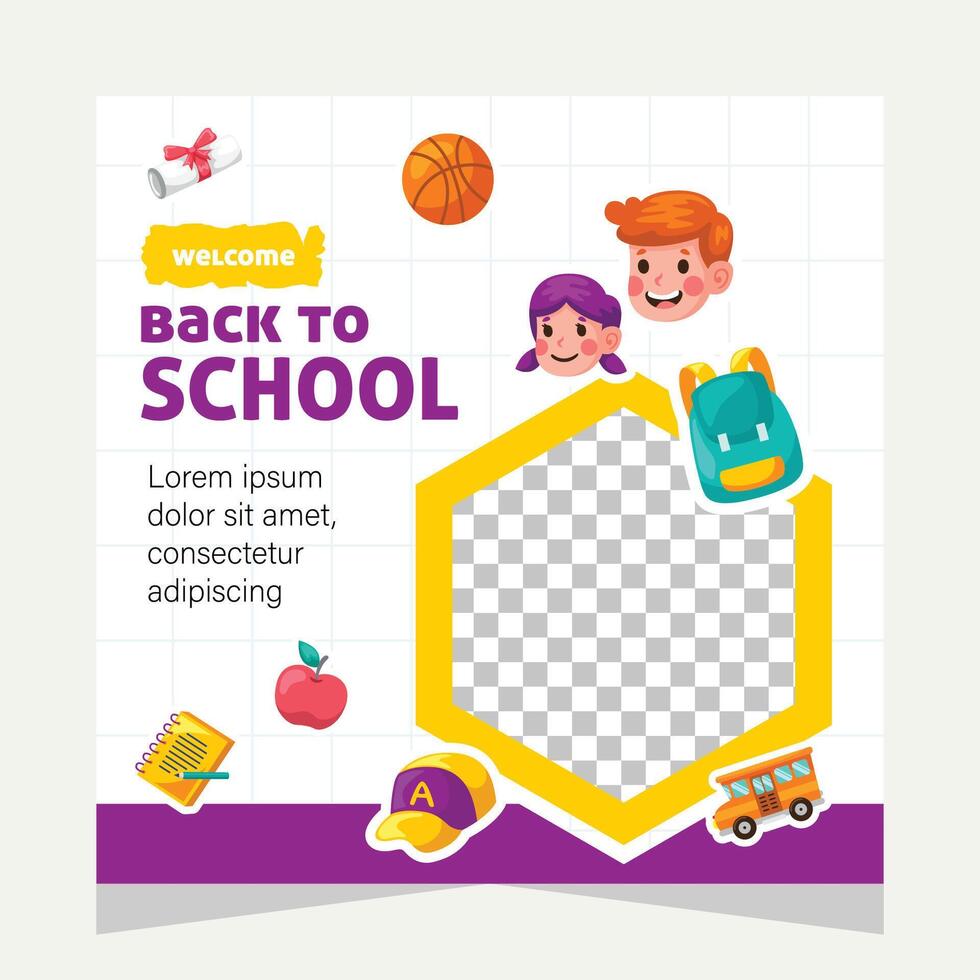 Back to school social media post. Template design vector