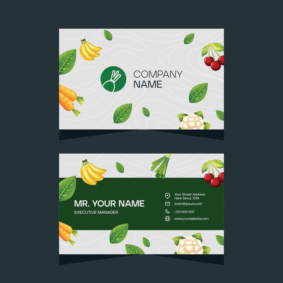 Modern creative vegetable business card template design vector