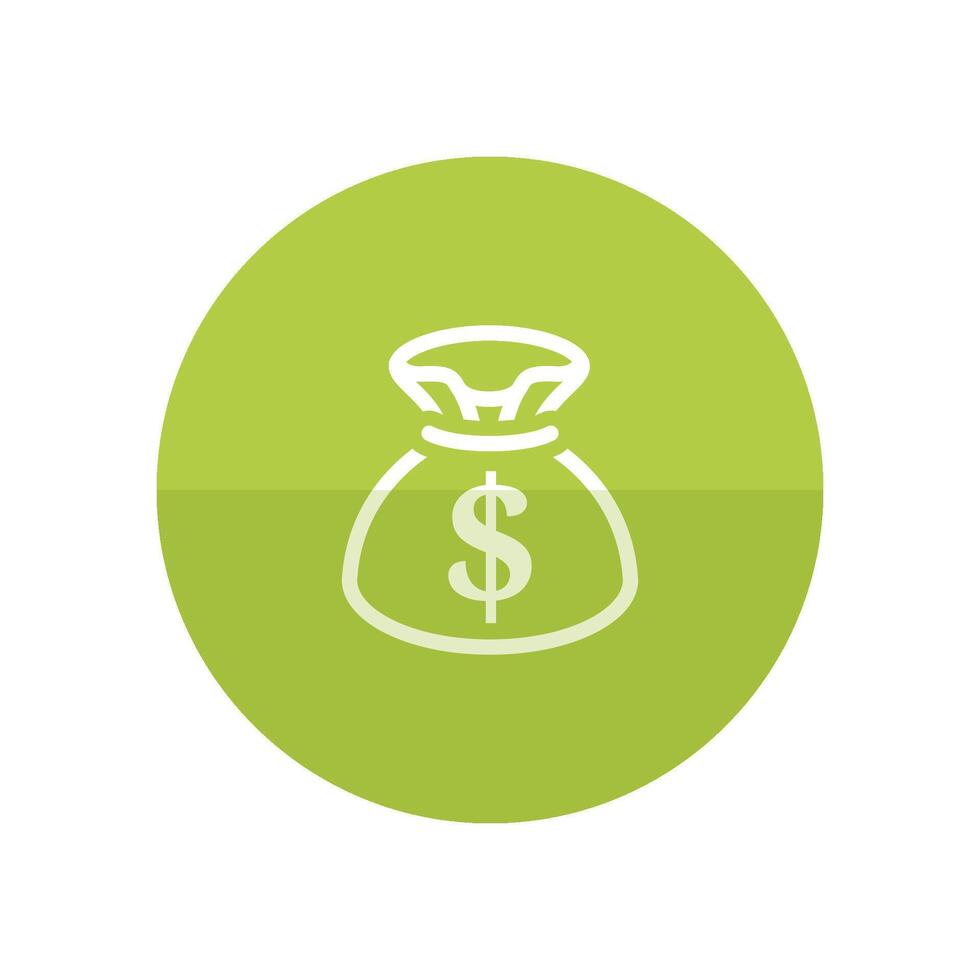 Money sack icon in flat color circle style. Finance wealth banking vector