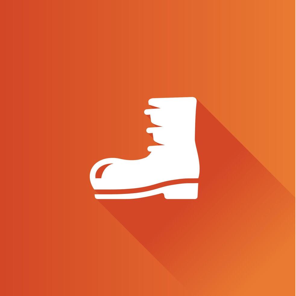Boot flat color icon long shadow vector illustration