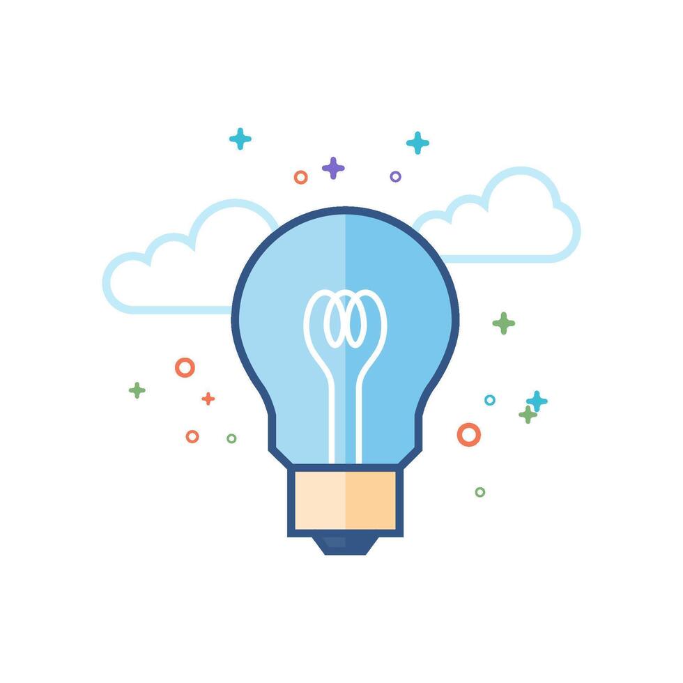 Light bulb icon flat color style vector illustration
