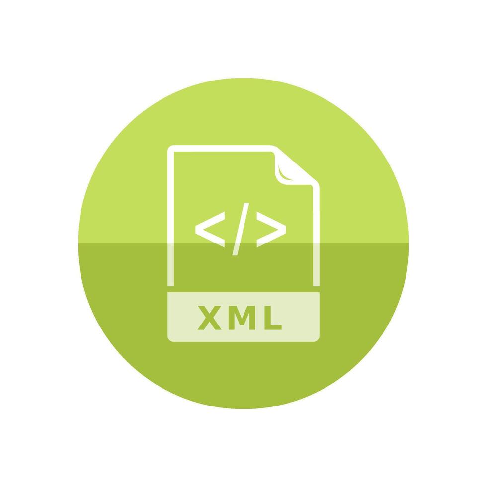 XML file format icon in flat color circle style. Computer software web design development vector