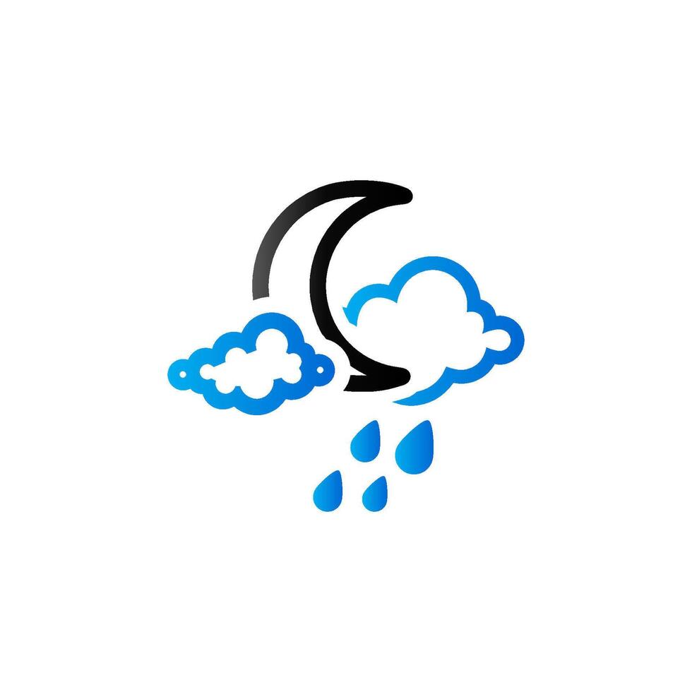 Weather overcast rainy icon in duo tone color. forecast night raining cloudy cold vector