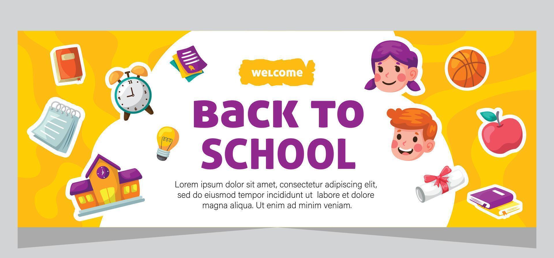 Back to school banner template. Vector design