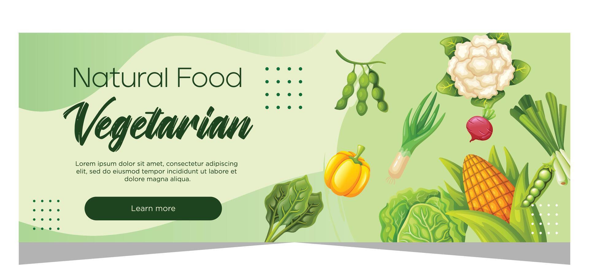 Horizontal banner template for vegetarian vector