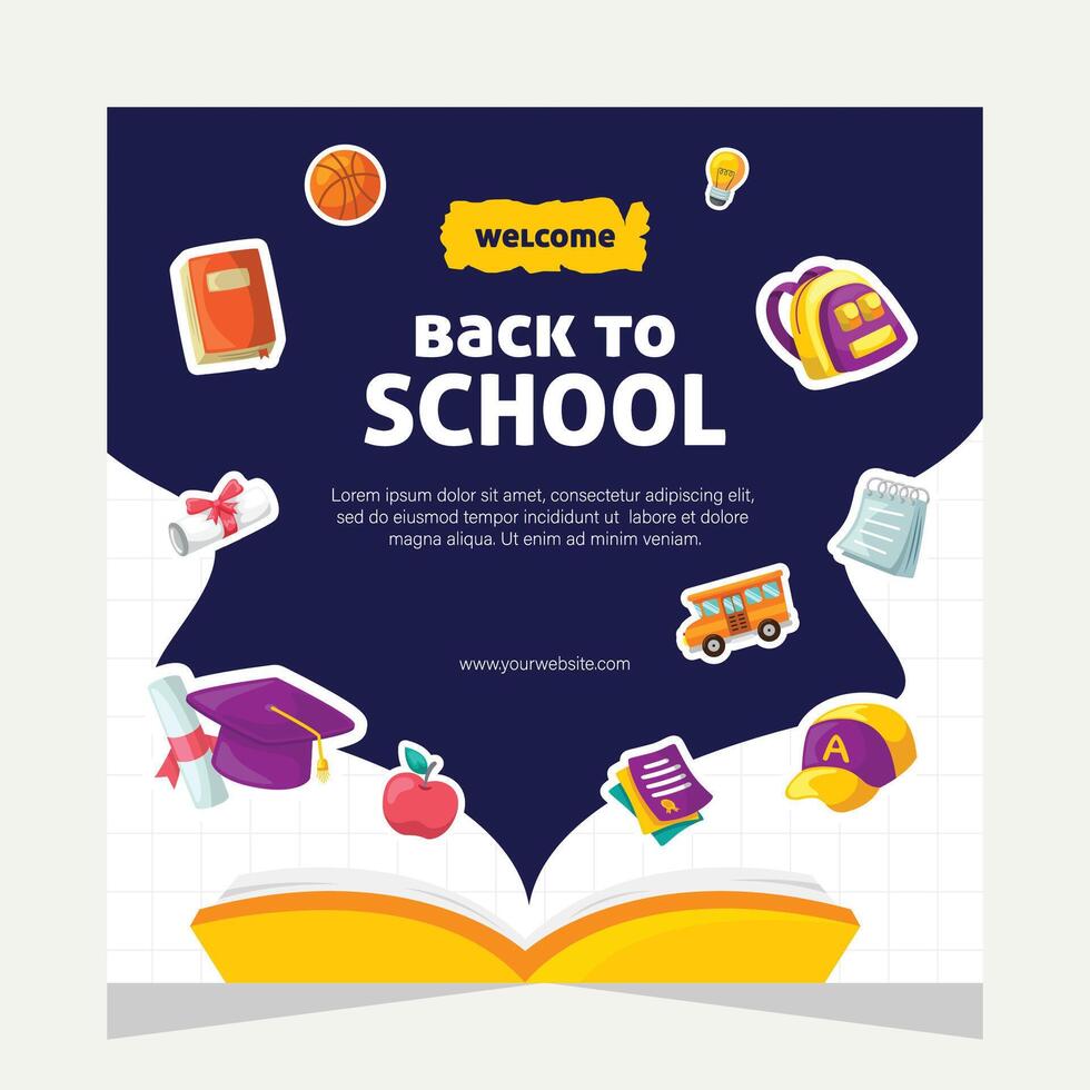 Back to school social media post. Template design vector