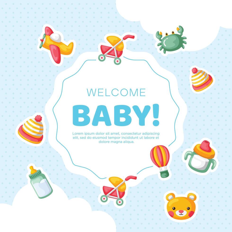 Hand drawn baby announcement background design vector