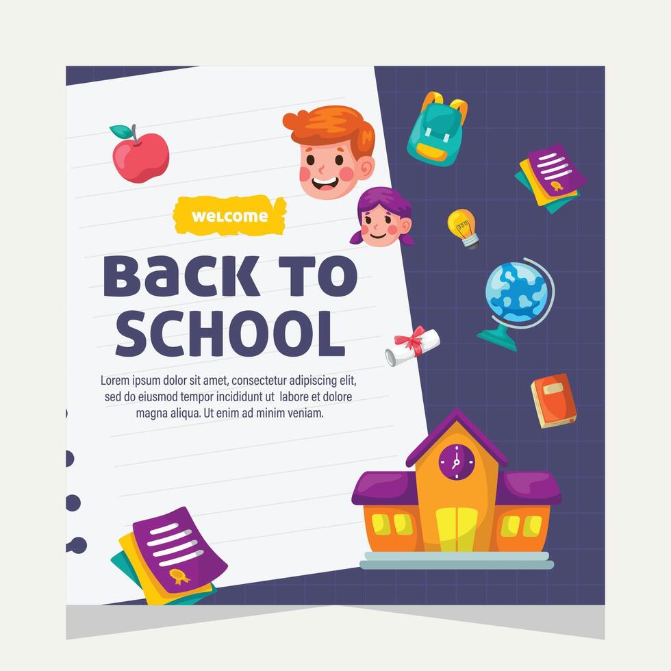 Back to school social media post. Template design vector