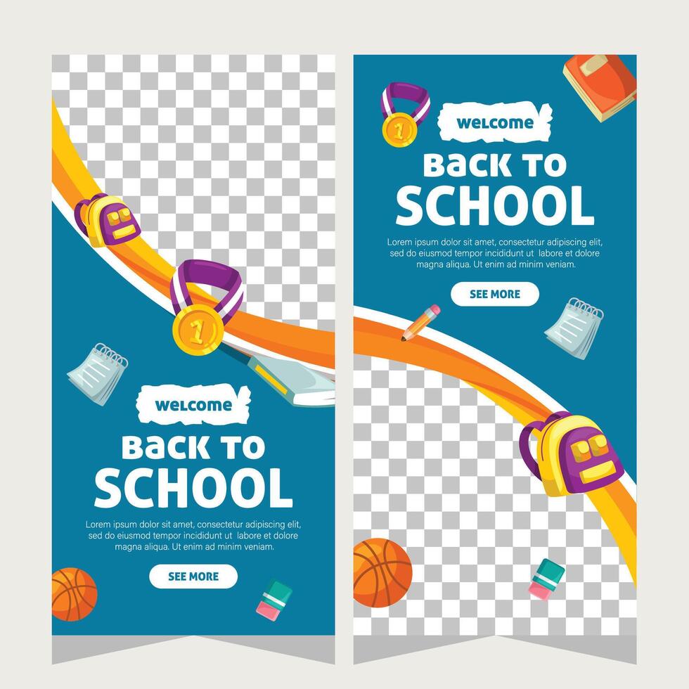 Education school stories social media template design vector