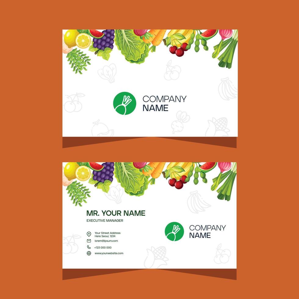 Modern creative vegetable business card template design vector