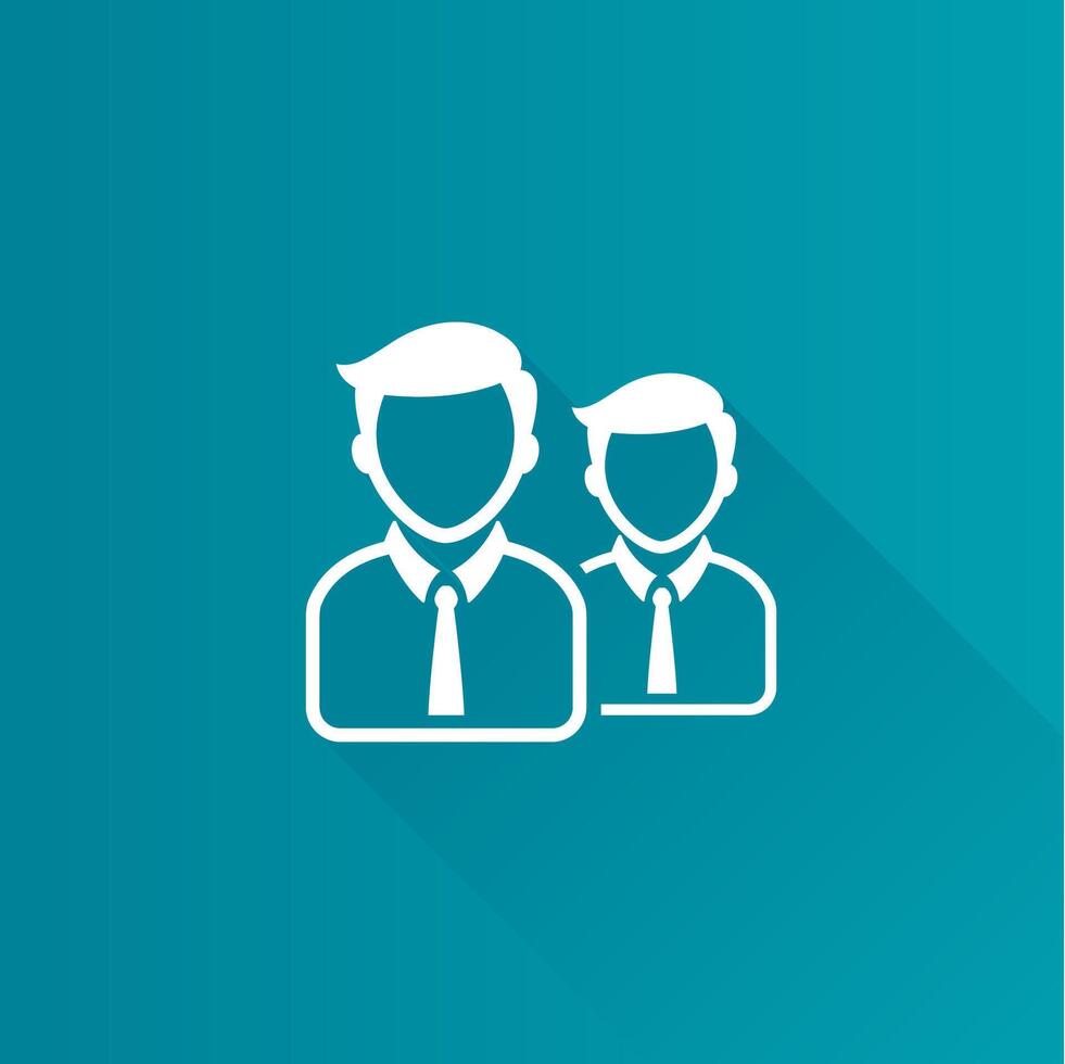 Teamwork flat color icon long shadow vector illustration