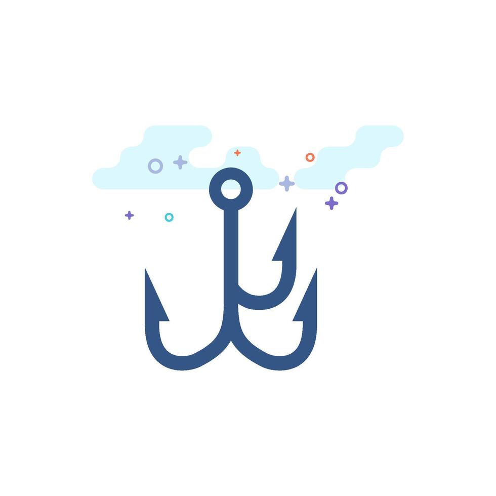 Fishing hook icon flat color style vector illustration