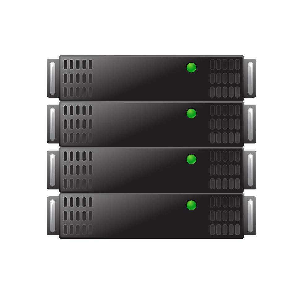 Server rack icon in color. Computer data file hosting vector