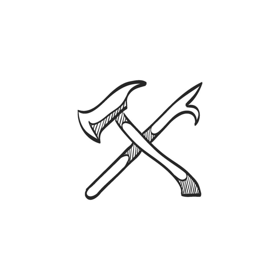 Hand drawn sketch icon fireman tools vector