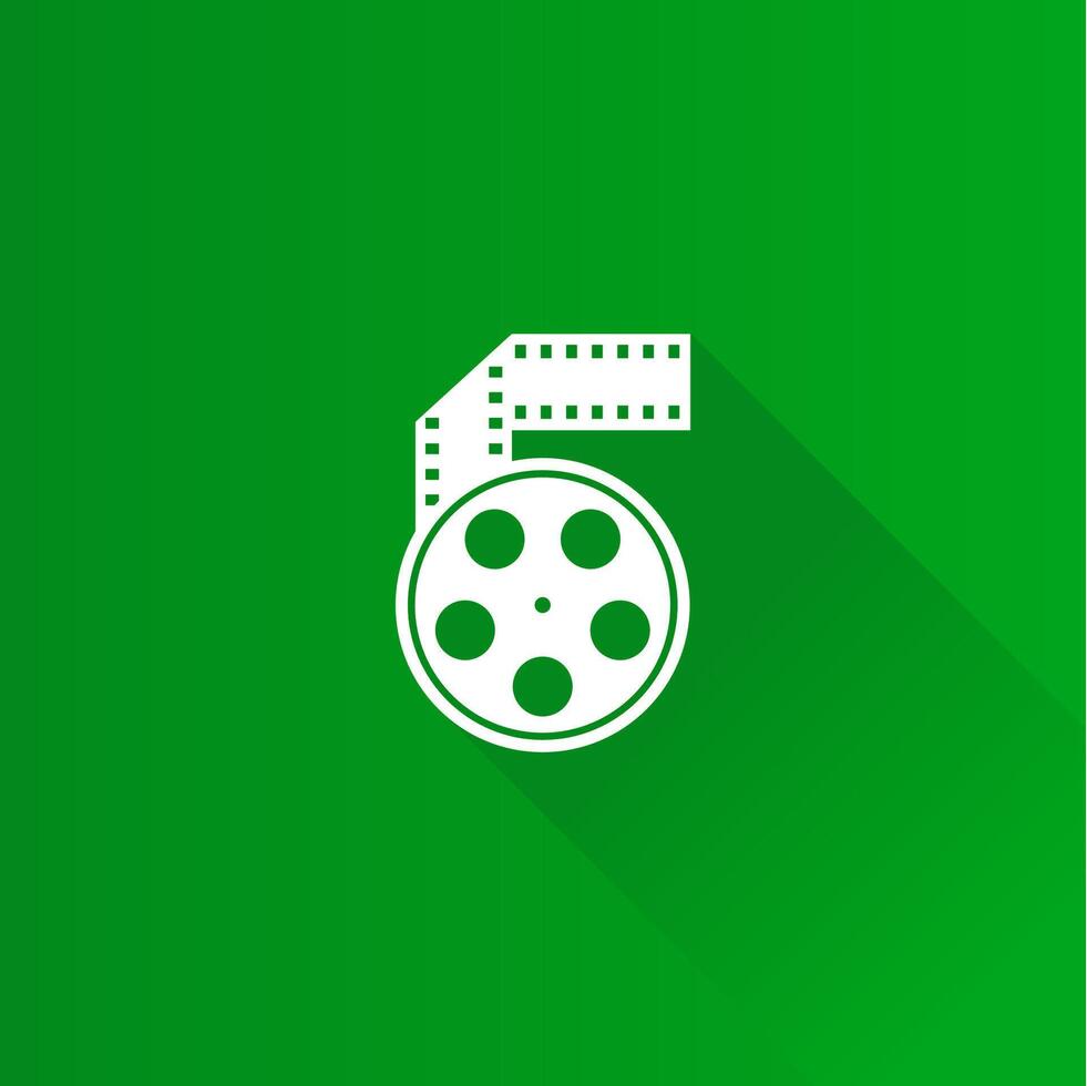 Cinema movie reel flat color icon long shadow vector illustration