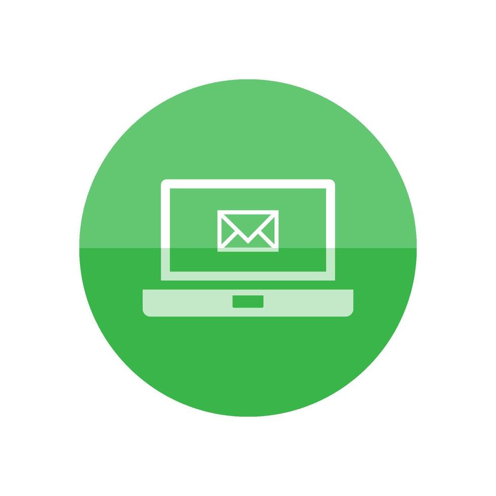 Email icon in flat color circle style. Envelope laptop business message mail electronic vector