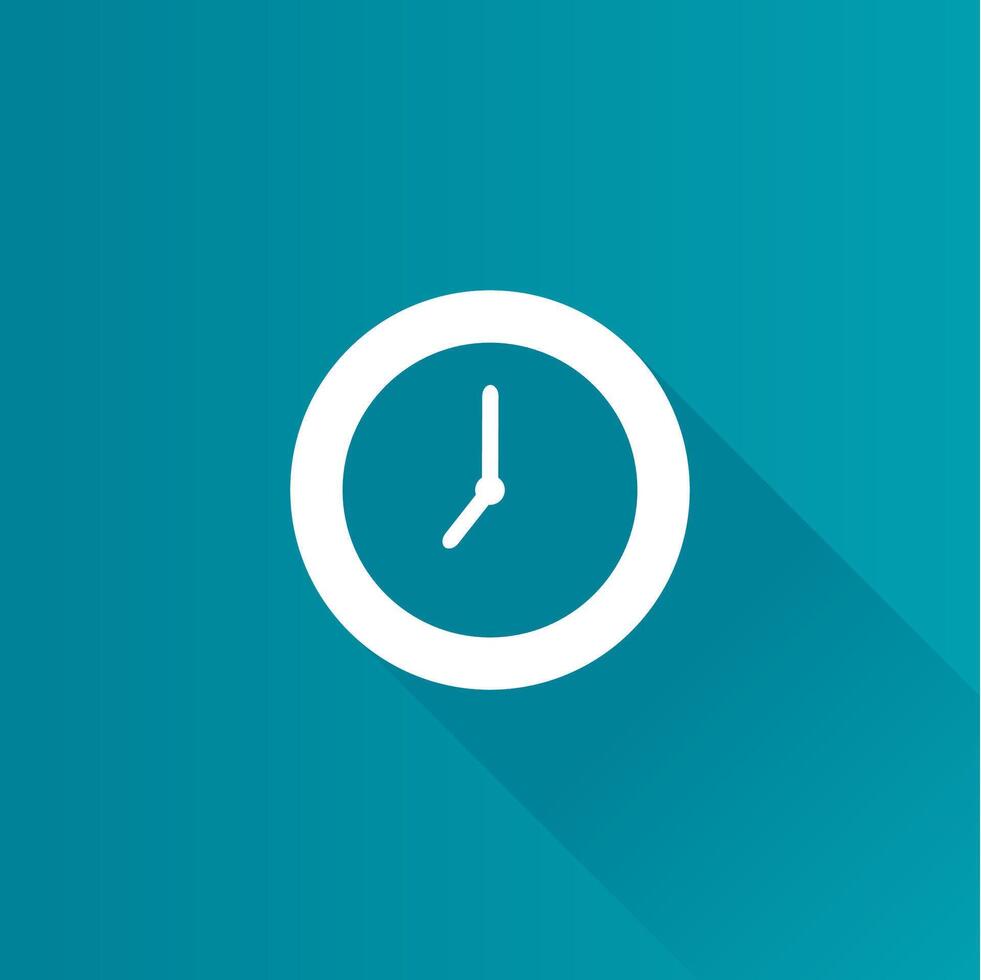 Clock flat color icon long shadow vector illustration