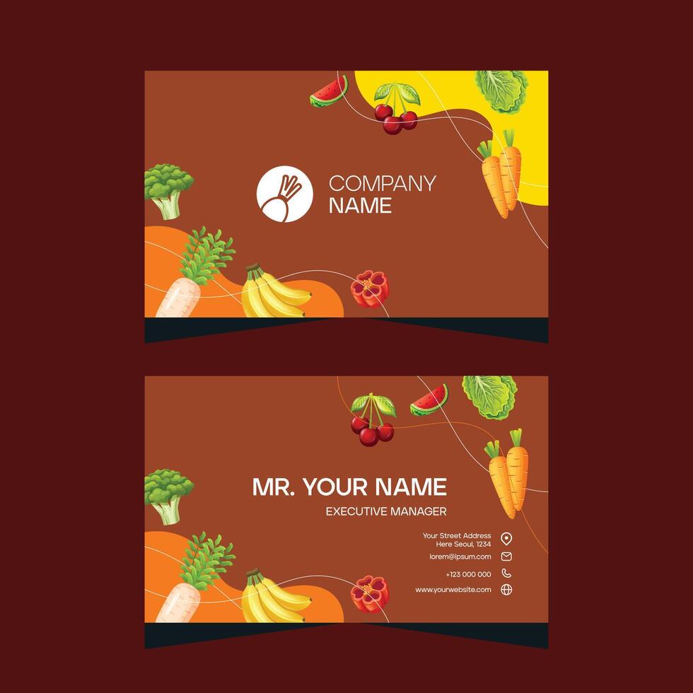 Modern creative vegetable business card template design vector