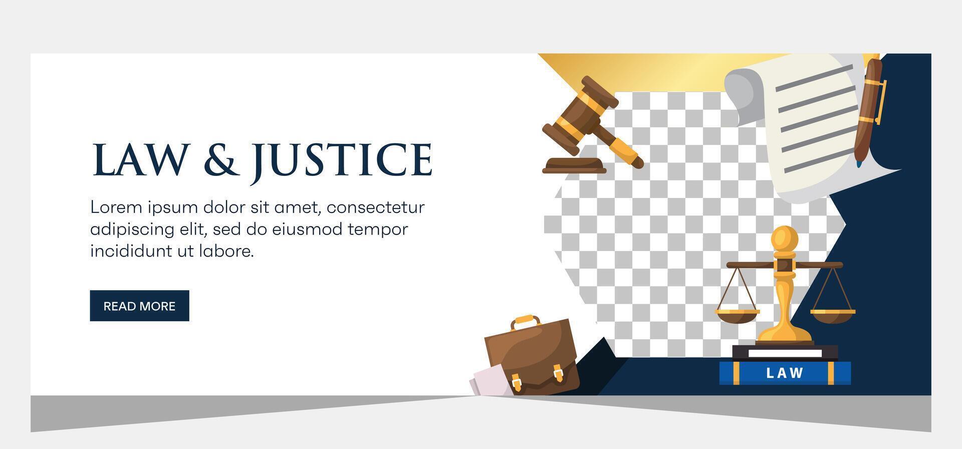 Law and justice template banner design. Premium banner template vector