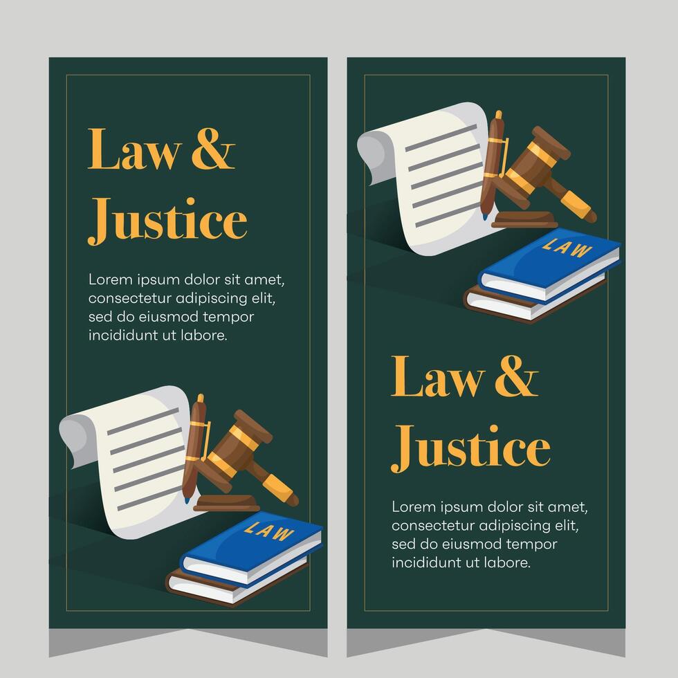 Flat design law firm vertical banner template. Premium banner template vector