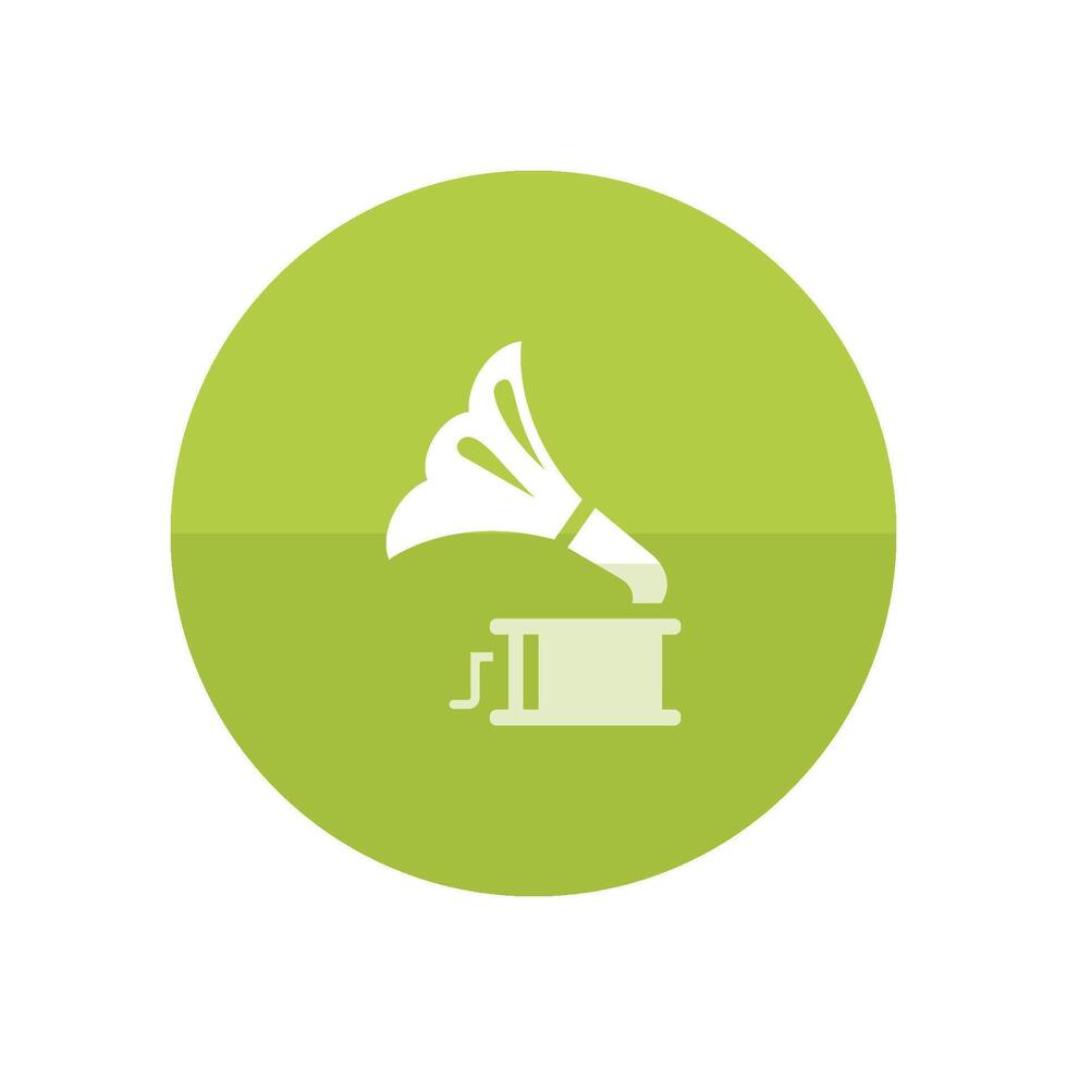 Gramophone icon in flat color circle style. Music instrument player listen nostalgia vector