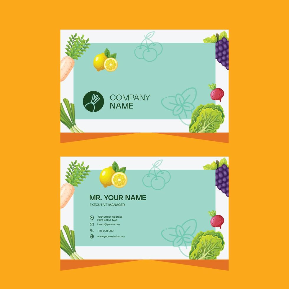 Modern creative vegetable business card template design vector