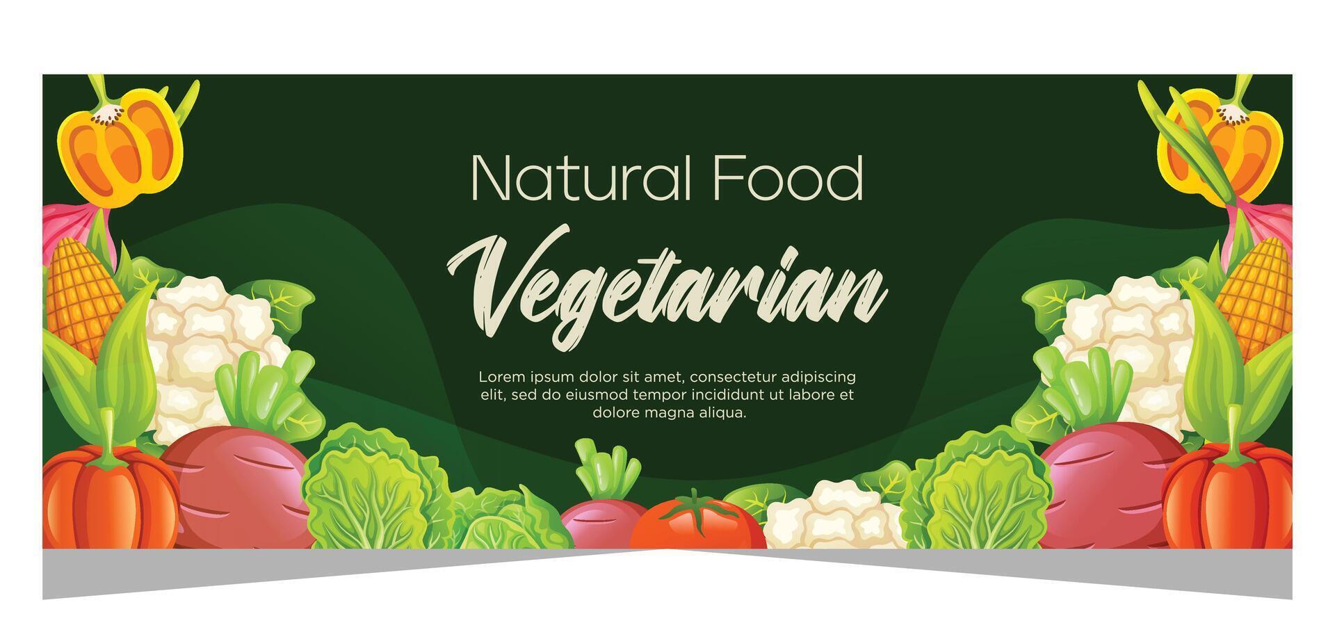 Organic food horizontal banner template design vector