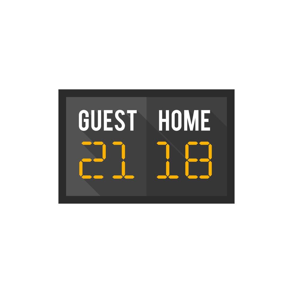 Puntuación tablero icono en plano color estilo. juego fútbol americano sofbol baloncesto deporte hora número vector