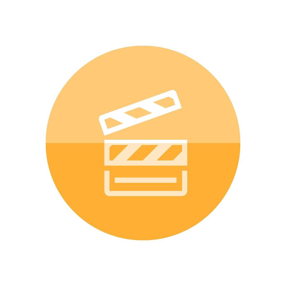 Cinema film icon in flat color circle style. Symbol records take start vector