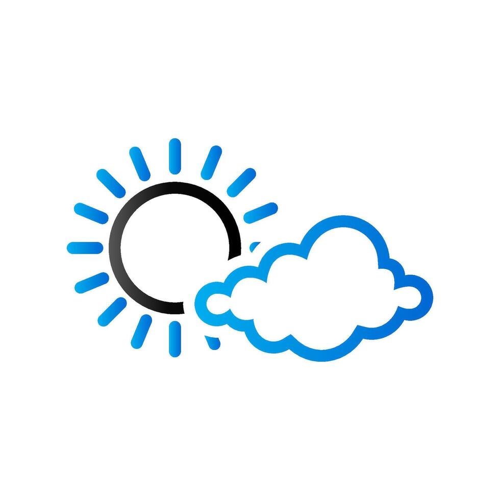 Weather forecast partly sunny icon in duo tone color. Meteorology overcast vector