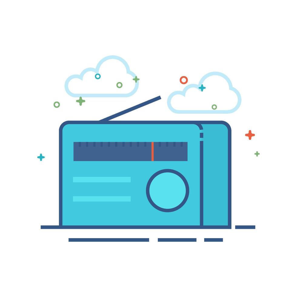 Radio icon flat color style vector illustration