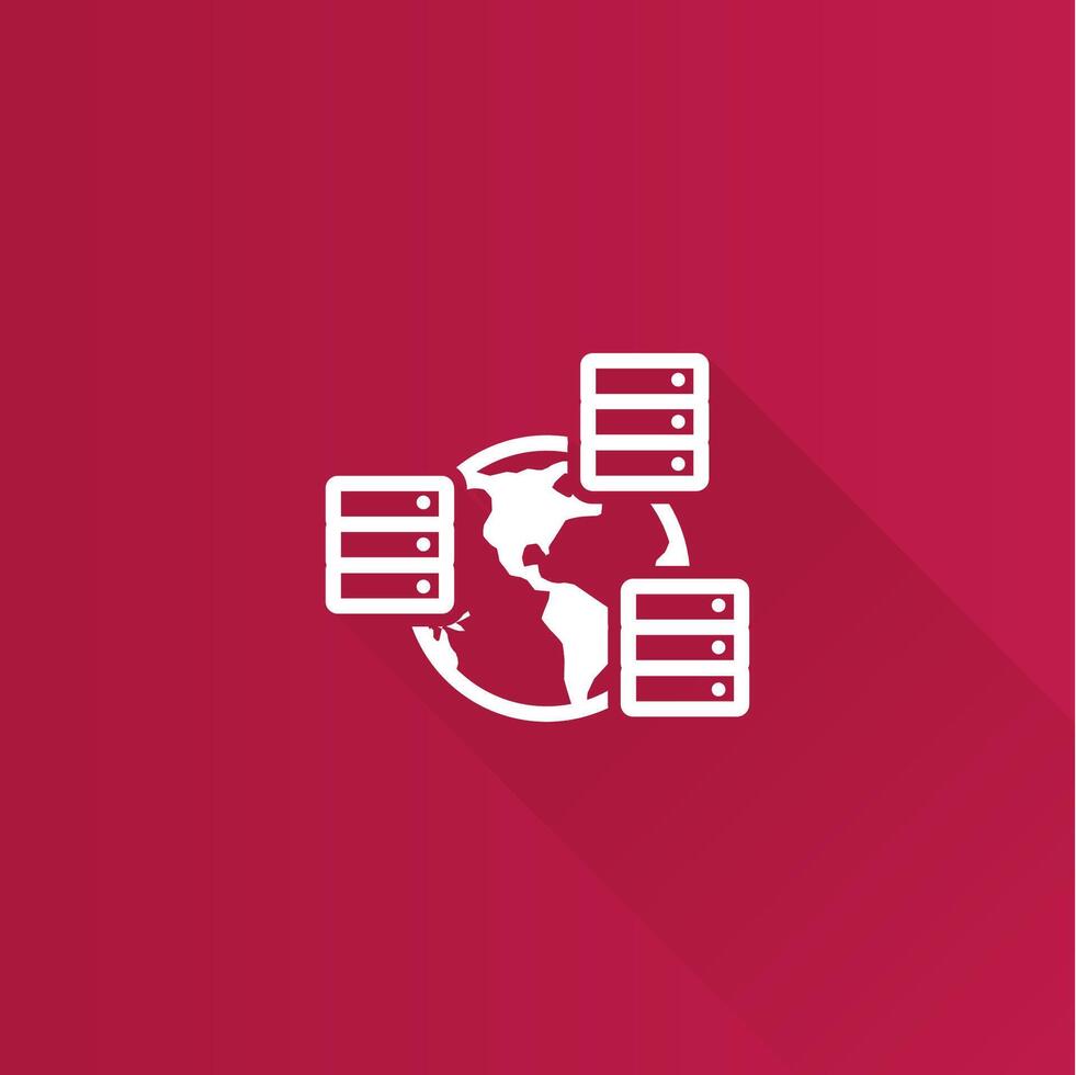 Server flat color icon long shadow vector illustration