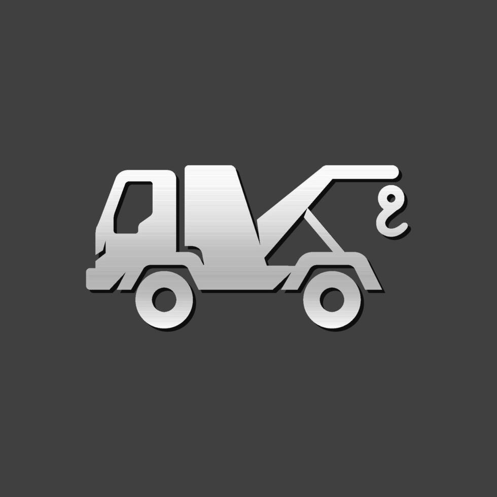 Tow icon in metallic grey color style.Car emergency evacuation vector