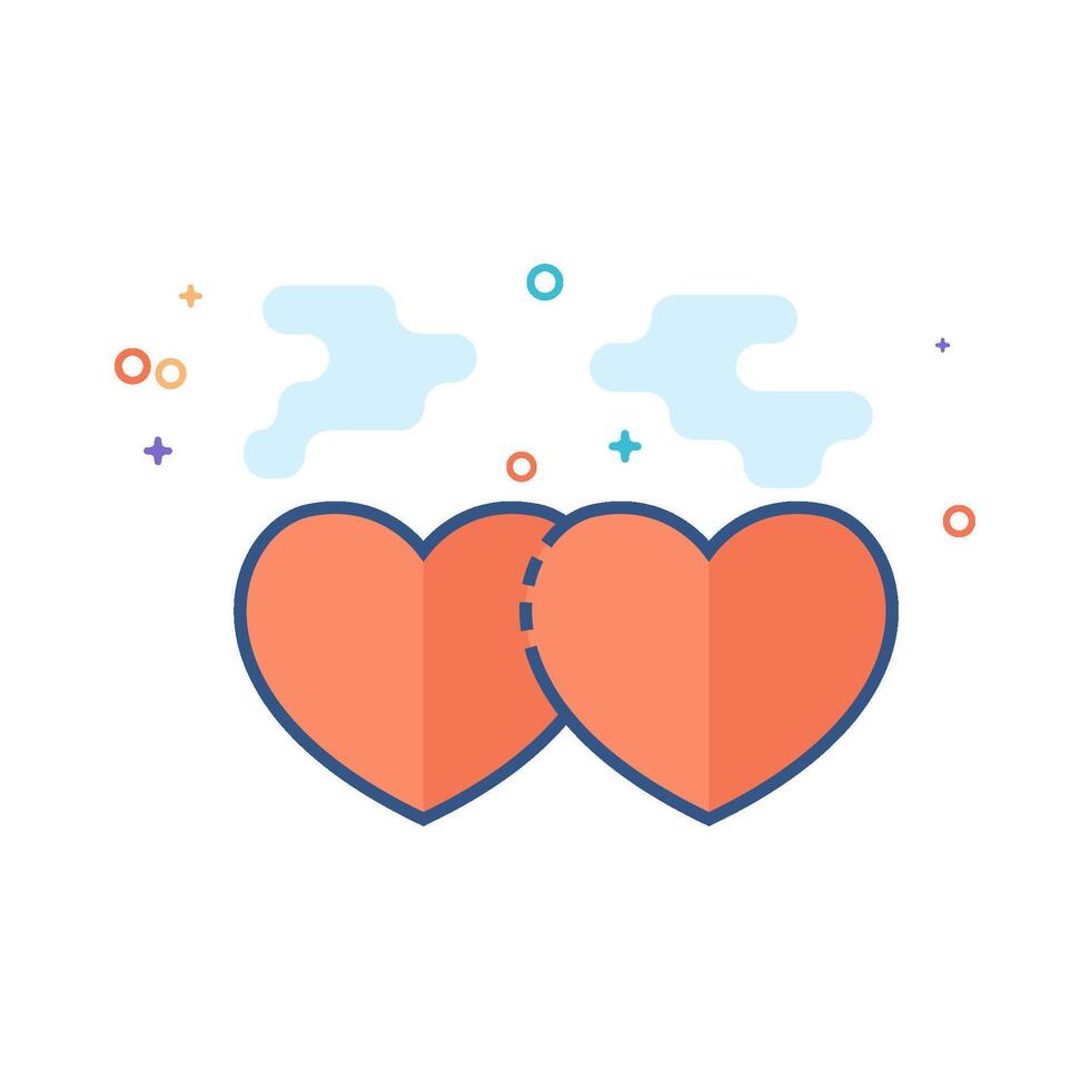 Heart shape icon flat color style vector illustration